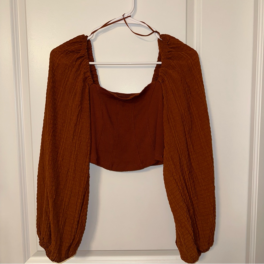 Urban Outfitters Rust Crop Top Long Sleeve Size M